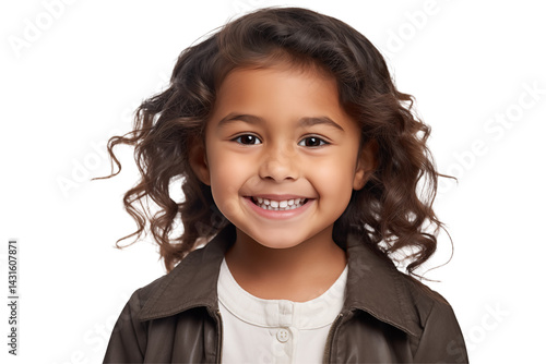 Smiling Indian girl on Transparent Background – Happy Child Cutout, Isolated PNG, Joyful Expression – Ideal for Web, Education, Advertising, Family, or Cultural Design Projects, PNG cut out.	