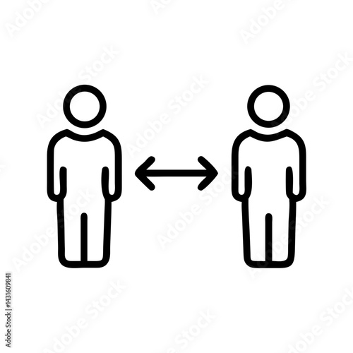 Two People Maintaining Social Distancing Icon, vector  