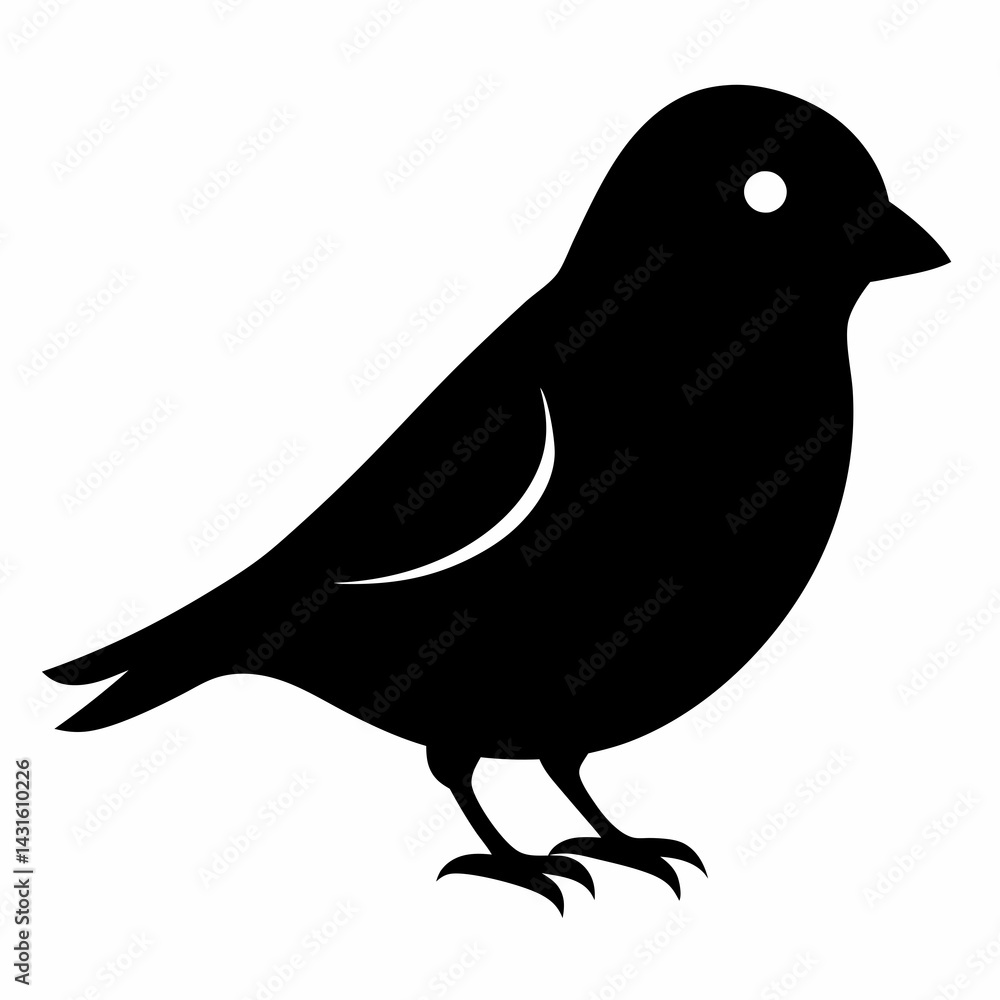 Fototapeta premium Sleek Black Silhouette of a Canary