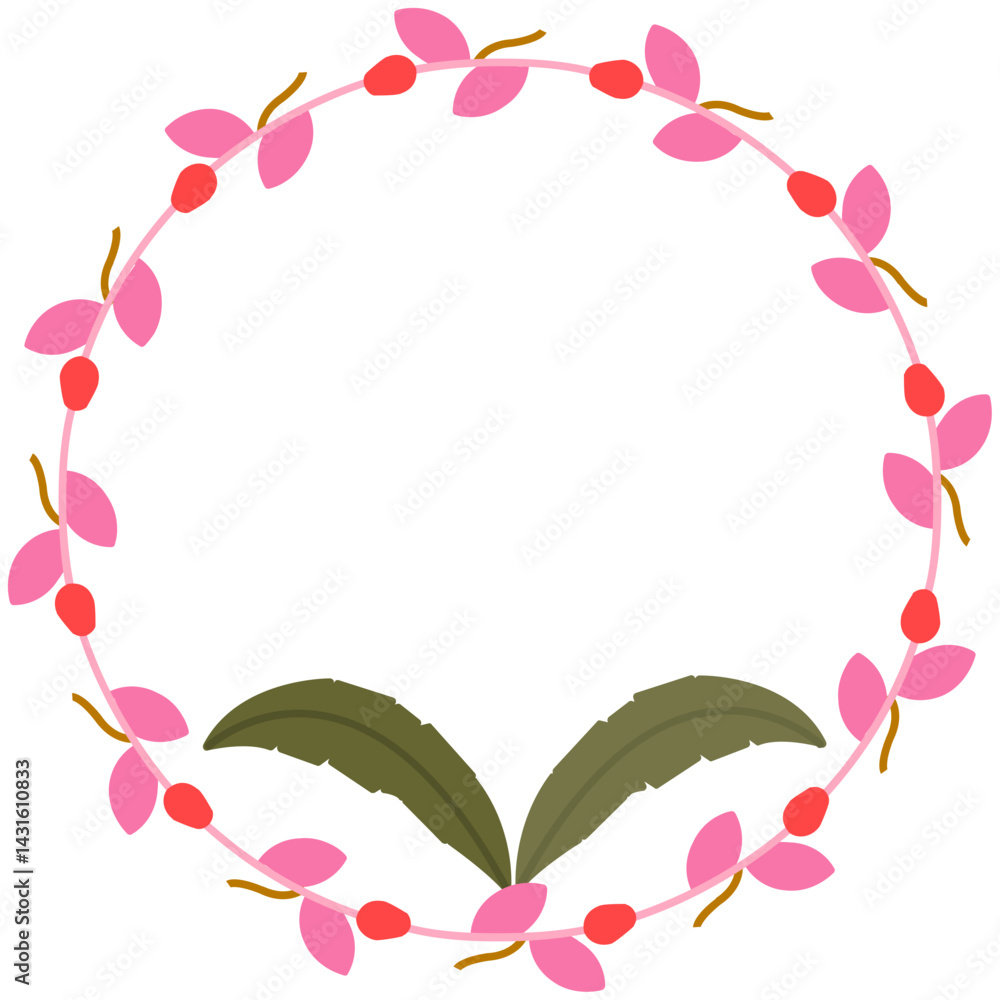 Obraz premium Circular Floral Leaf Frame Icon