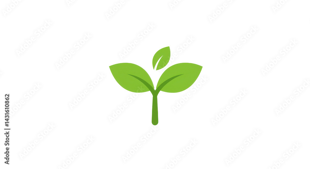 Illustration of a small green seedling with two leaves on a simple dark background Illustration of a small green seedling with two leaves on a simple dark background