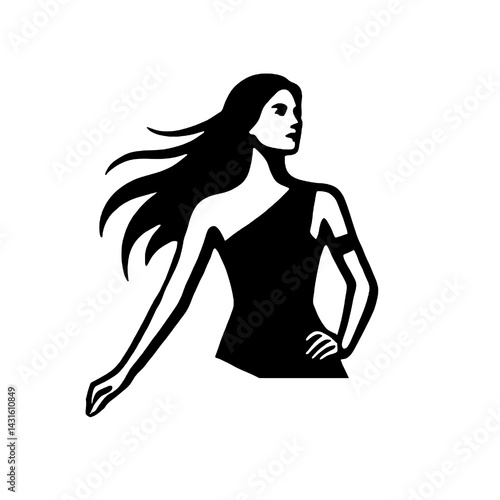 Elegant Woman Silhouette Vector Illustration