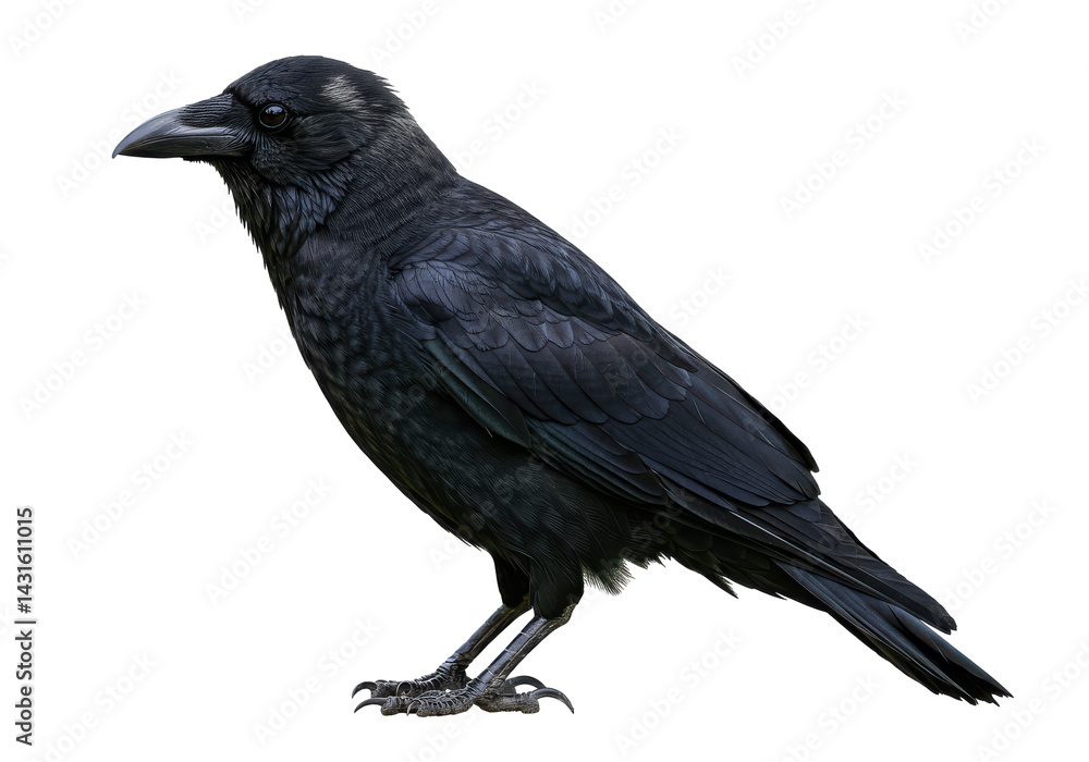 Obraz premium Ravens Majesty A striking portrait of a sleek dark crow against the black