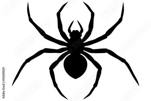 Spider silhouette icon arachnid with eight legs creepy insect design element, spider, arachnid, silhouette, insect, animal, creepy, danger, fear, halloween, isolated, nature, spooky, toxic, vector