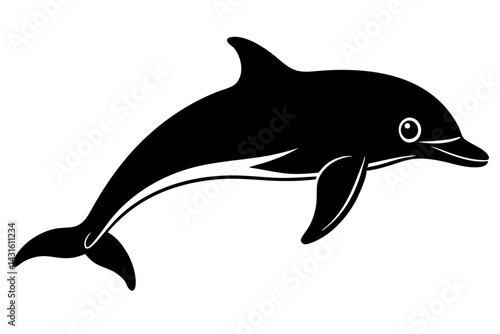 Dolphin silhouette elegant aquatic mammal design ocean creature black and white icon, dolphin, silhouette, marine mammal, ocean, sea, aquatic, wildlife, mammal, animal, ocean life, vector