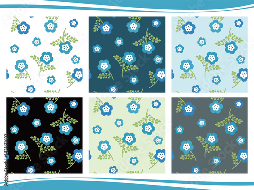 ネモフィラのシームレスパターン6種セット