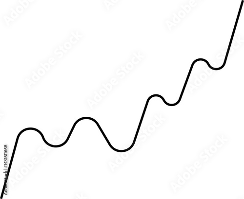 Wavy smooth line chart with rounded contours forming a graphic representation of data.
