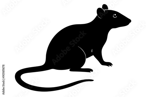 Sitting black rat silhouette isolated vector illustration image for various design needs, rat, silhouette, rodent, black, animal, vector, illustration, isolated, mammal, pest, sitting, cute, design