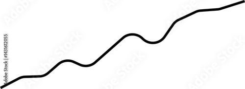 Rounded line chart with a visual zigzag diagram showing frequent directional changes in the trend.