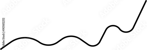 Rounded economic graph featuring an upward wave line that shows a general positive movement in values.
