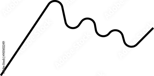 Rounded wedge-shaped line graph narrowing downwards representing a falling market movement.