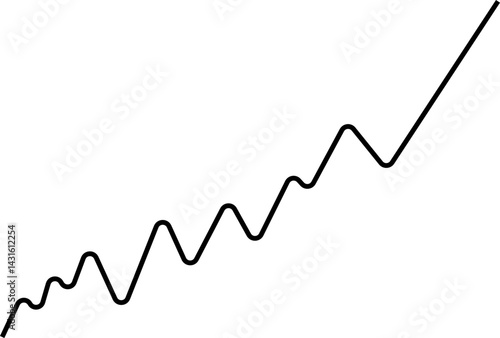 Rounded finance line showing a rising progression with smooth wave effect.