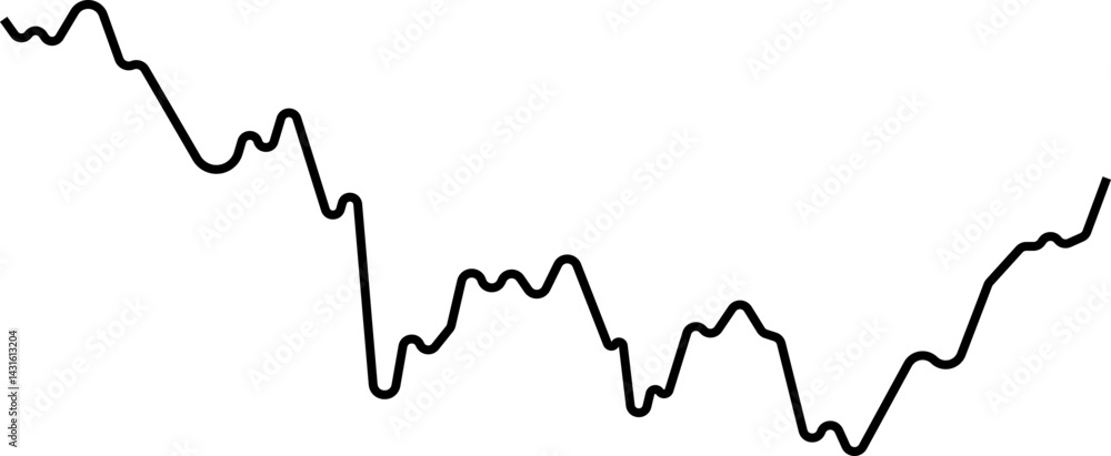 Fototapeta premium Rounded wave chart visualizing a smooth data path representing stock curve fluctuations.