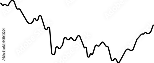 Rounded wave chart visualizing a smooth data path representing stock curve fluctuations.