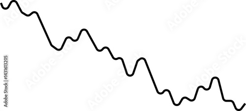 Rounded line chart alternating between upward and downward curves in a smooth transition.