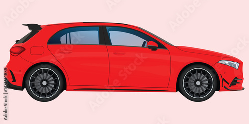 Red sports and retro car illustration showing a fast and classic vehicle design