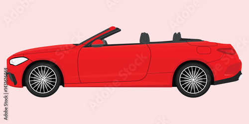 Red sports and retro car illustration showing a fast and classic vehicle design