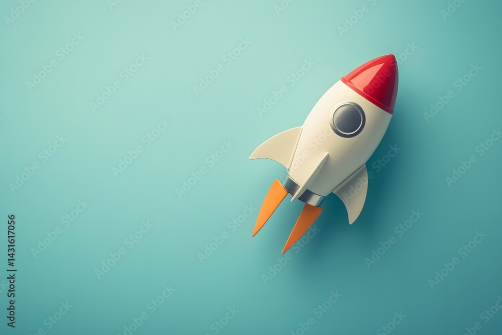 Toy rocket on a blue background Startup innovation creativity and childhood themes are visualized here. Toy rocket on a blue background Startup innovation creativity and childhood themes are visualized here.