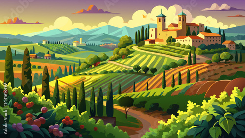 Very beautiful Vineyards of San Gimignano, Tuscany, Italy