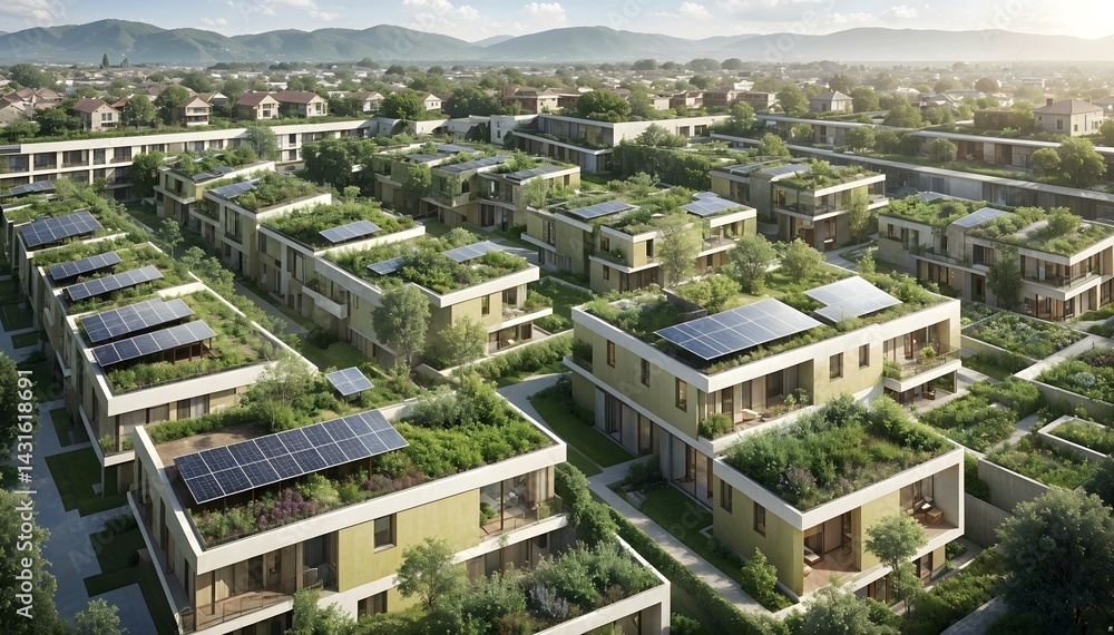 Obraz premium Sustainable Energy Solutions – Solar and Wind Power for Green Cities