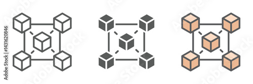 Blockchain Icons Set – Vector Illustrations in Multiple Styles