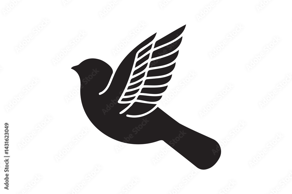 Obraz premium Minimalist bird silhouette vector icon on white background