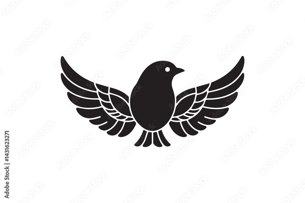 Fototapeta premium Minimalist bird silhouette vector icon on white background 