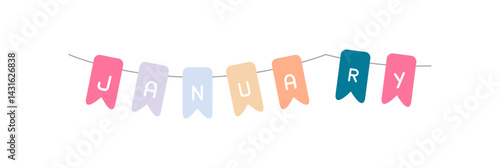January Bunting Garland Icon