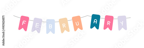 February Bunting Garland Icon