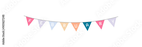 February Bunting Garland Icon