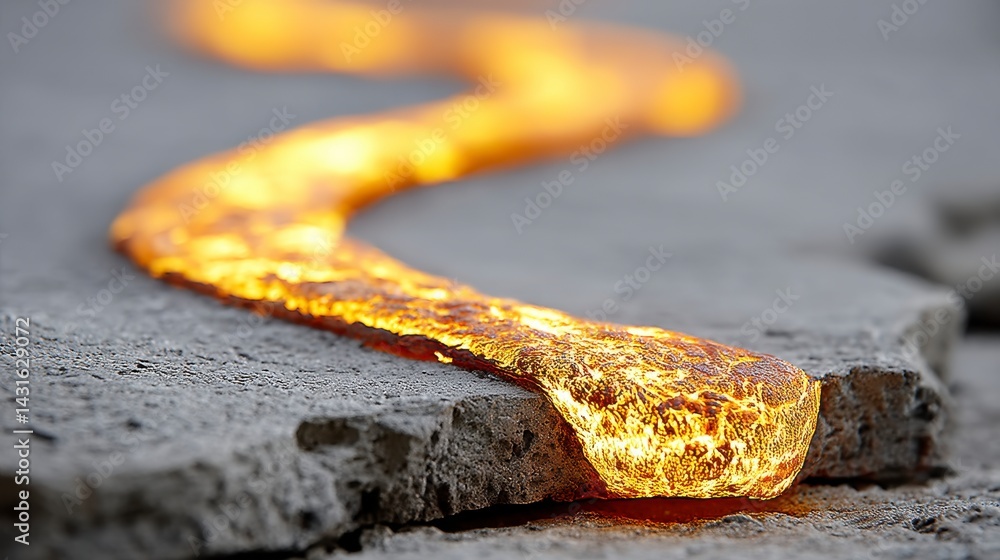 Molten Gold Flowing on Cracked Gray Stone Molten Gold Flowing on Cracked Gray Stone
