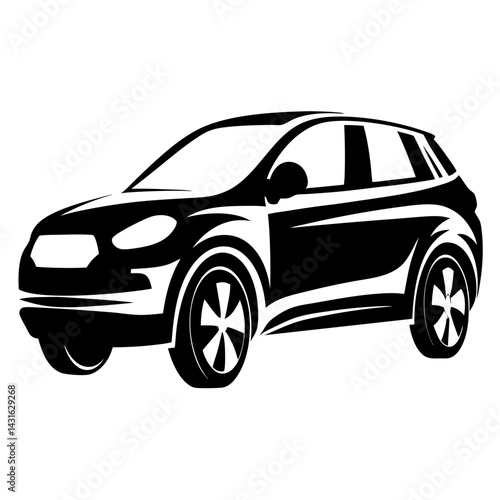 Stylized black and white illustration of a compact crossover SUV design