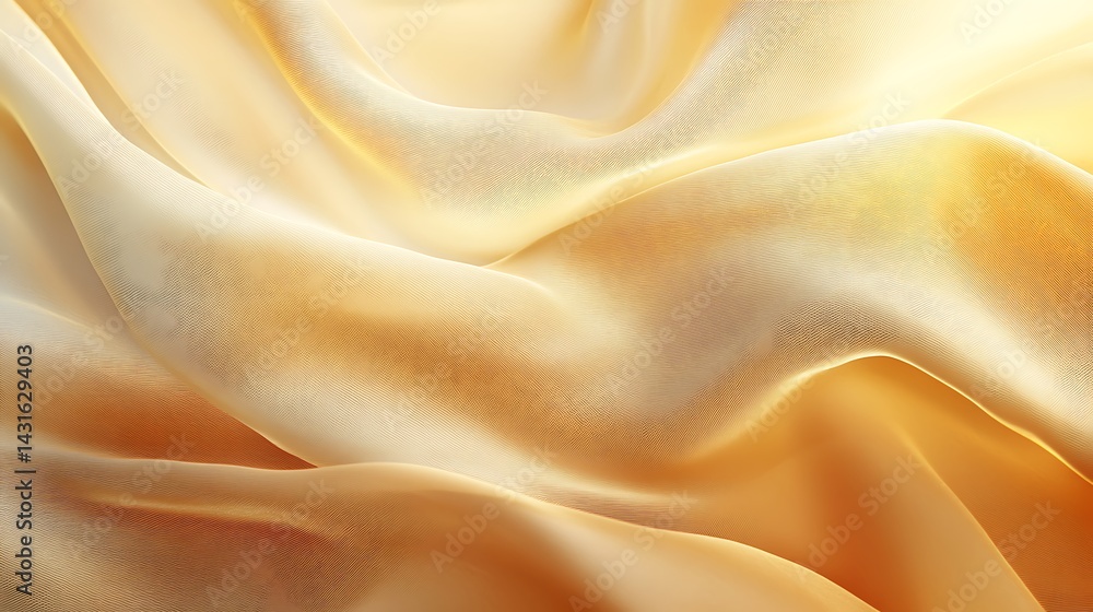 Fototapeta premium Flowing Fabric Waves in Beige and White, Abstract image of flowing, soft, beige and white fabric-like waves creating a serene and elegant pattern