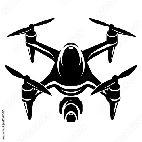 Silhouette of modern drone with camera used for photography and video