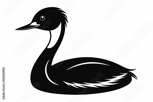 grebe sihouette black vector