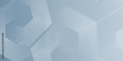 Abstract hexagon lines on gray background. Geometric stripe line art design for poster blue background
