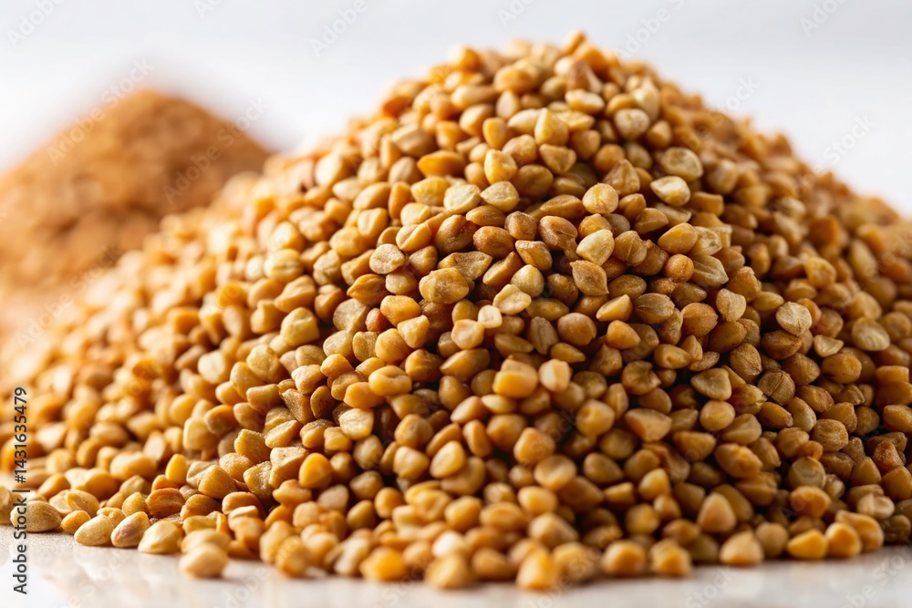 Obraz premium Golden Buckwheat Groats: Healthy Raw Grain Close-Up, Natural Food Photography