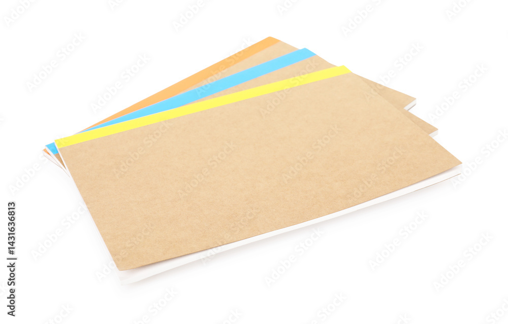 Fototapeta premium Different copybooks isolated on white. School stationery