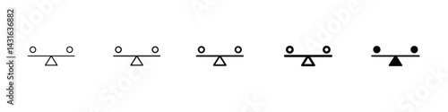 Set of 5 pixel perfect balancing icon with 1 unexpanded, 1 silhouette, balancing icon, symbolizing stability, equilibrium, and harmony in a refined vector style