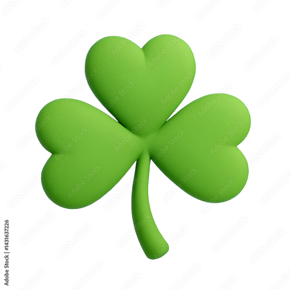 3d render Single Green Shamrock 3d render Single Green Shamrock
