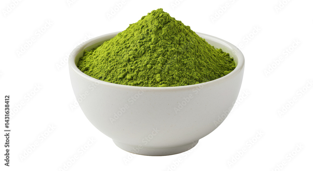 Verdant matcha pyramid sits pristine in a pristine white ceramic bowl against a black backdrop Verdant matcha pyramid sits pristine in a pristine white ceramic bowl against a black backdrop