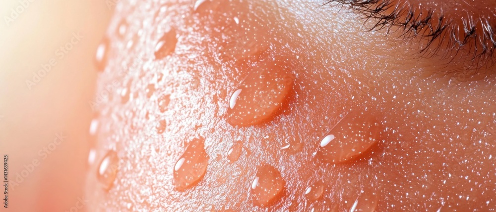 Fototapeta premium A close-up visual examination of human skin exhibiting an unidentified viral infection or condition, revealing an unusual, perplexing, and ambiguous pattern of irregularities and abnormalities.