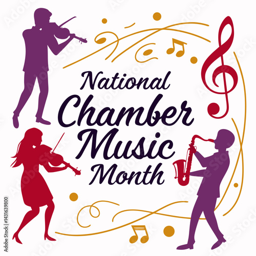 NATIONAL CHAMBER MUSIC MONTH vector illustration