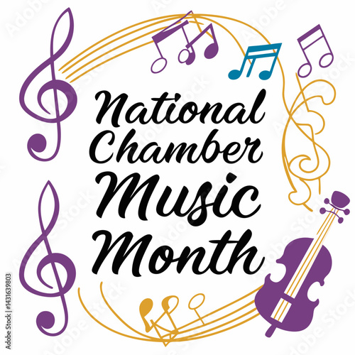 NATIONAL CHAMBER MUSIC MONTH vector illustration