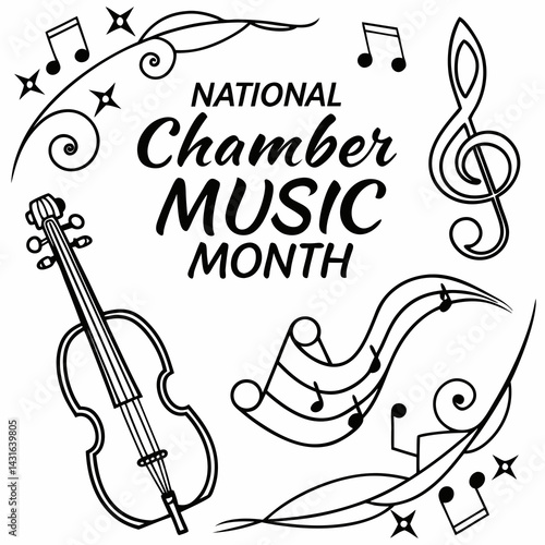 NATIONAL CHAMBER MUSIC MONTH vector illustration