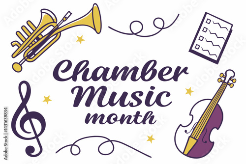 NATIONAL CHAMBER MUSIC MONTH vector illustration