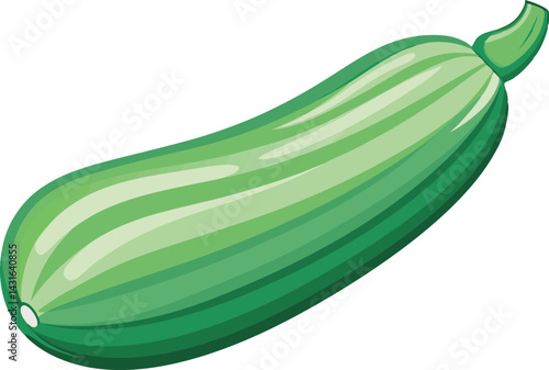 A vibrant vector art illustration of a delicious, fresh zucchini fruit, showcasing rich green hues and crisp texture in stunning detail