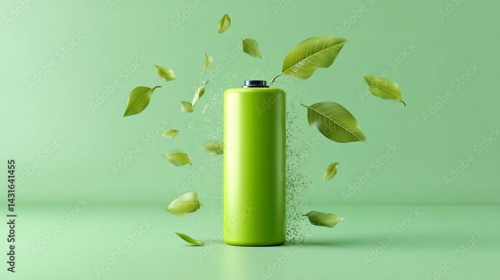 custom made wallpaper toronto digitalGreen battery vector in 3D Ecological clean energy technology and environmental illustration concept