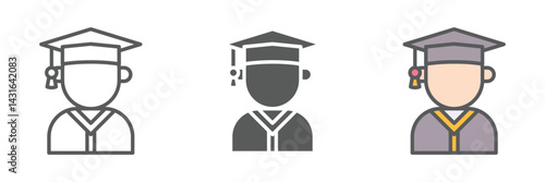 Graduation Icons Set – Vector Illustrations in Multiple Styles