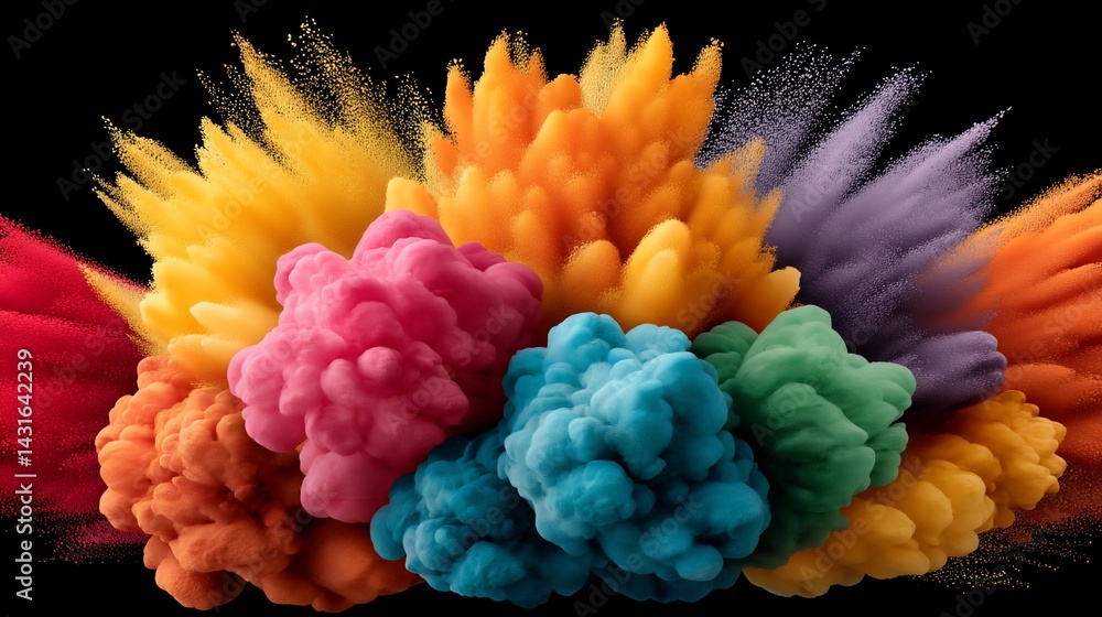Obraz premium Vibrant color explosion, powder cloud burst